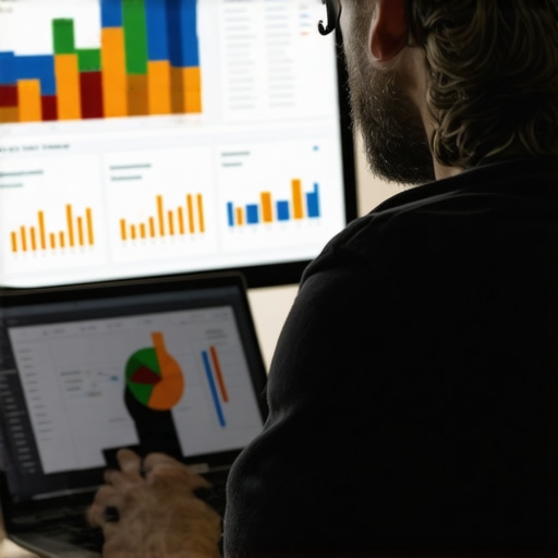 Advanced Local SEO Strategies Visualization SEO specialist analyzing local SEO data with charts and structured data on a laptop.