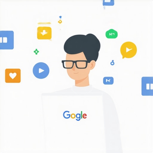 Person working on Google Business Profile on laptop with SEO icons
