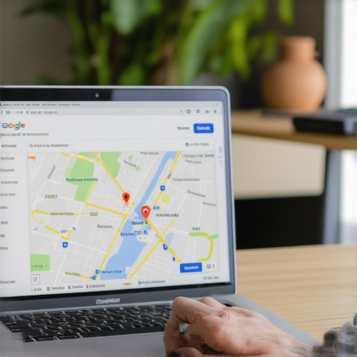 Business owner using laptop to optimize Google Maps profile for rapid local SEO success.