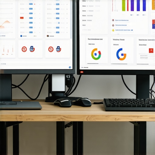 Workspace with SEO tools and dashboards for local map ranking management.
